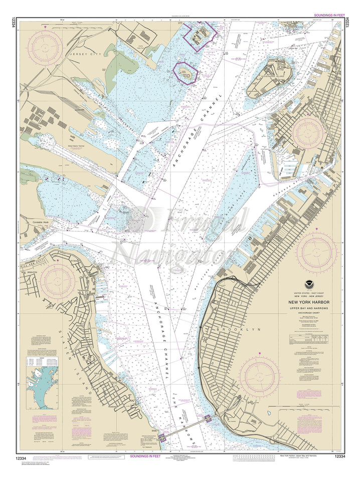 Archival NOAA nautical chart New – York Harbor: Upper Bay and Narrows.