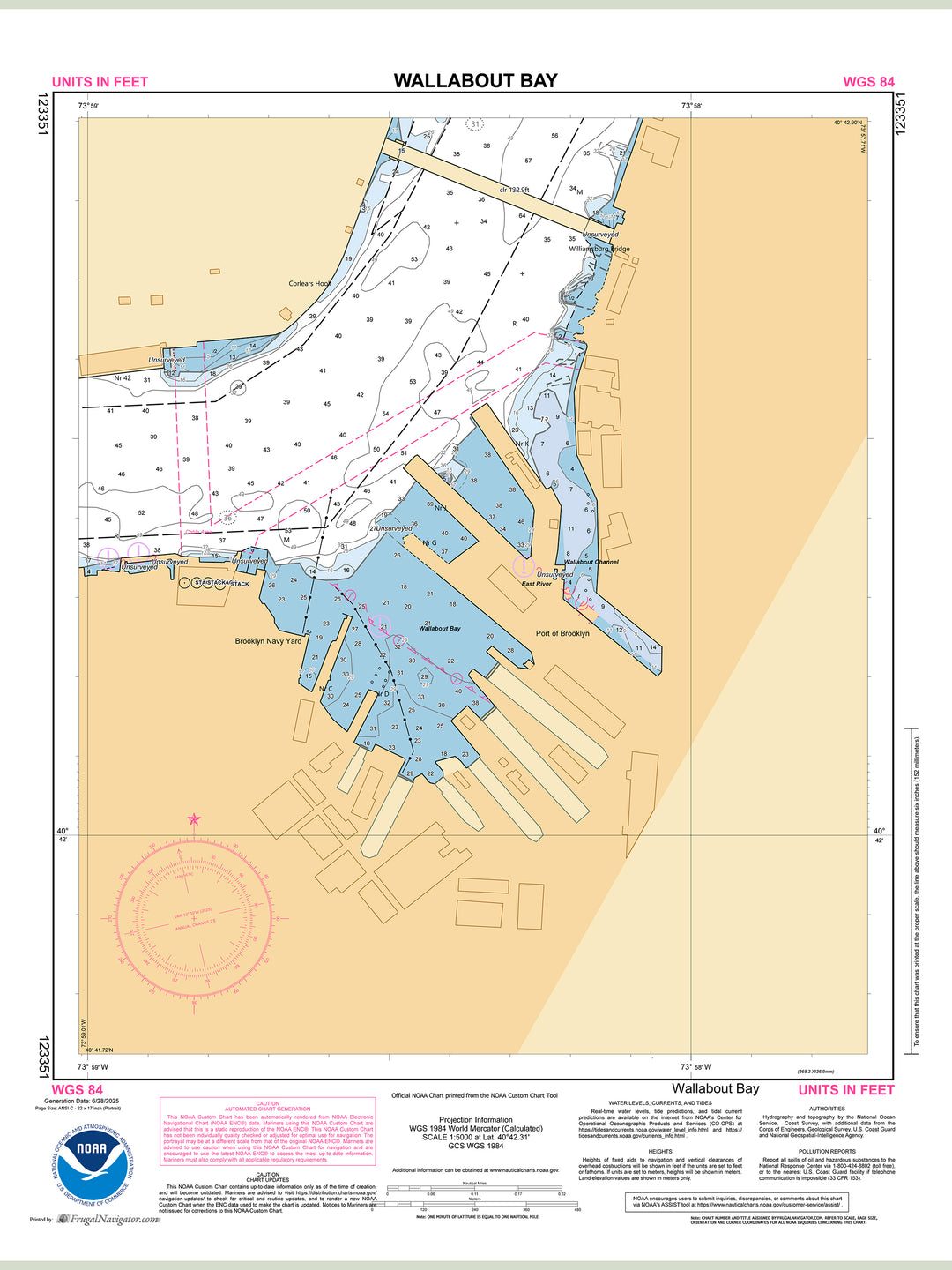 Official NOAA nautical chart 123351 – East River - Wallabout Bay.