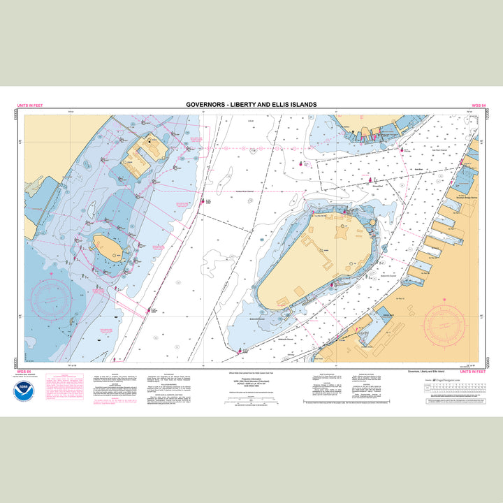 Official NOAA nautical chart 123353 – Hudson and East River - Governors, Libery and Ellis Islands.