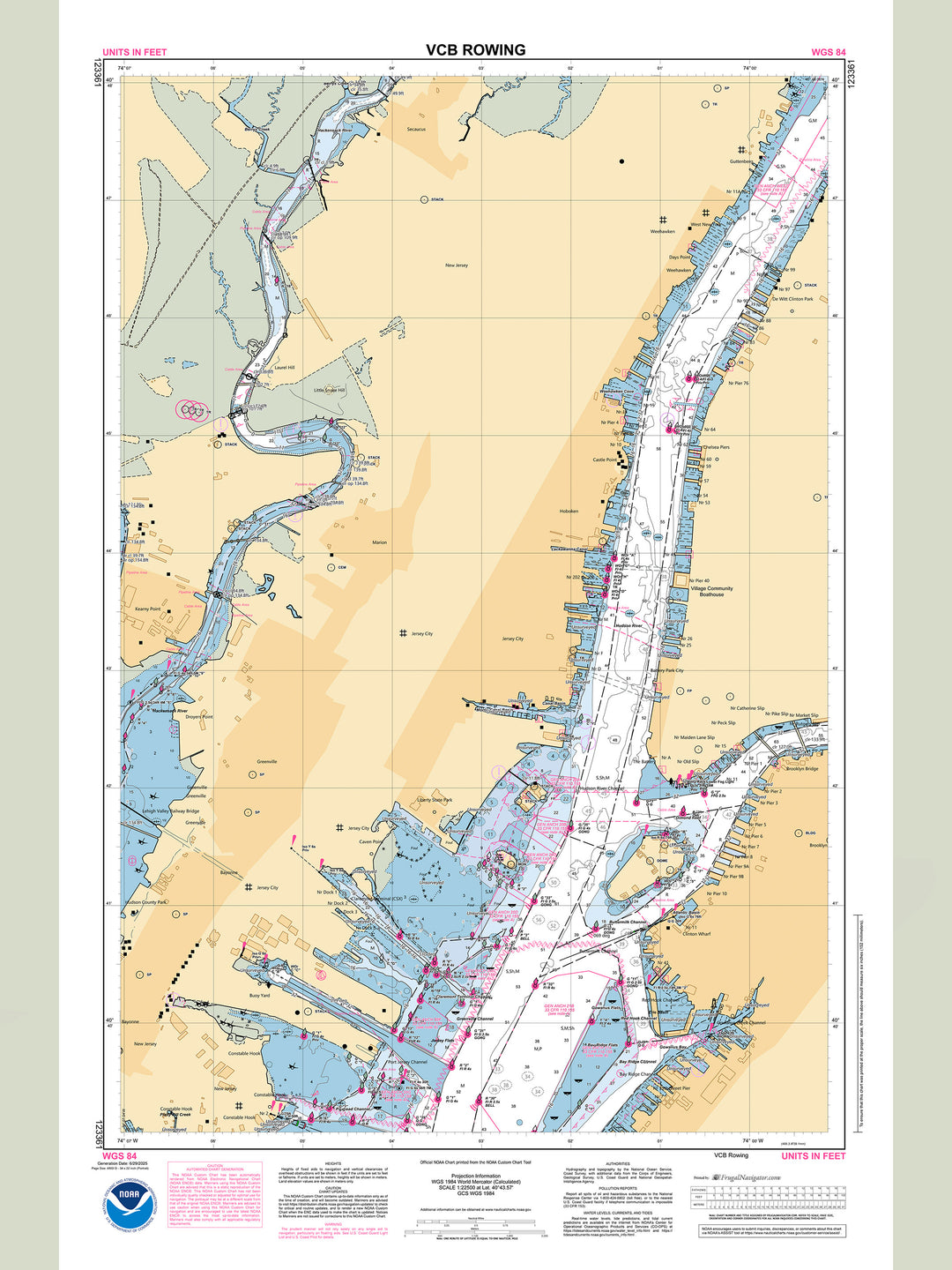 Official NOAA nautical chart 123361 – Hudson River - Village Community Boathouse Rowing.