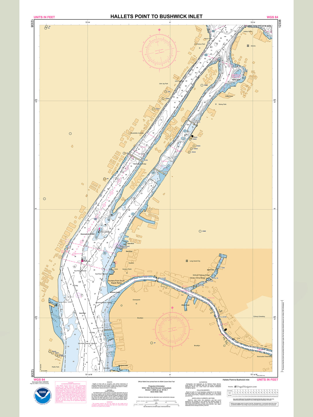 Official NOAA nautical chart 12338 – East River - Hallets Point to Bushwick Inlet.