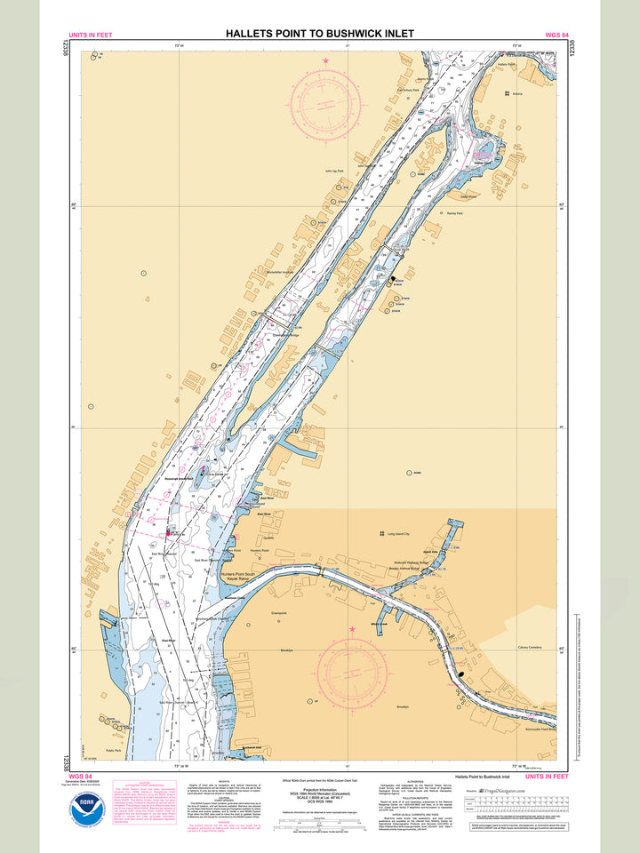 Official NOAA nautical chart 12338 – East River - Hallets Point to Bushwick Inlet.