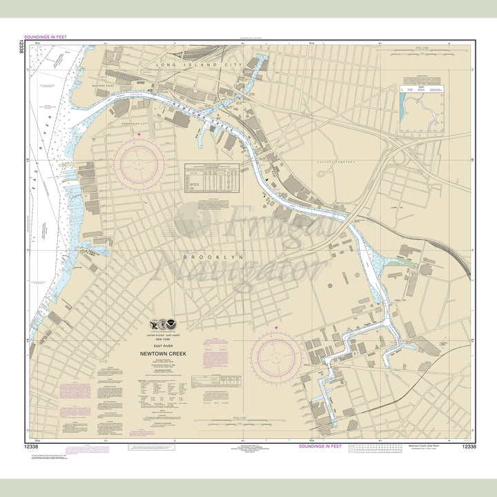 Archival NOAA nautical chart East – River Newtown Creek.
