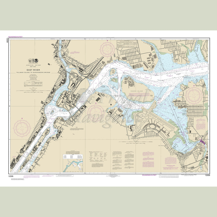Archival NOAA nautical chart East – River Tallman lsland to Queensboro Bridge.