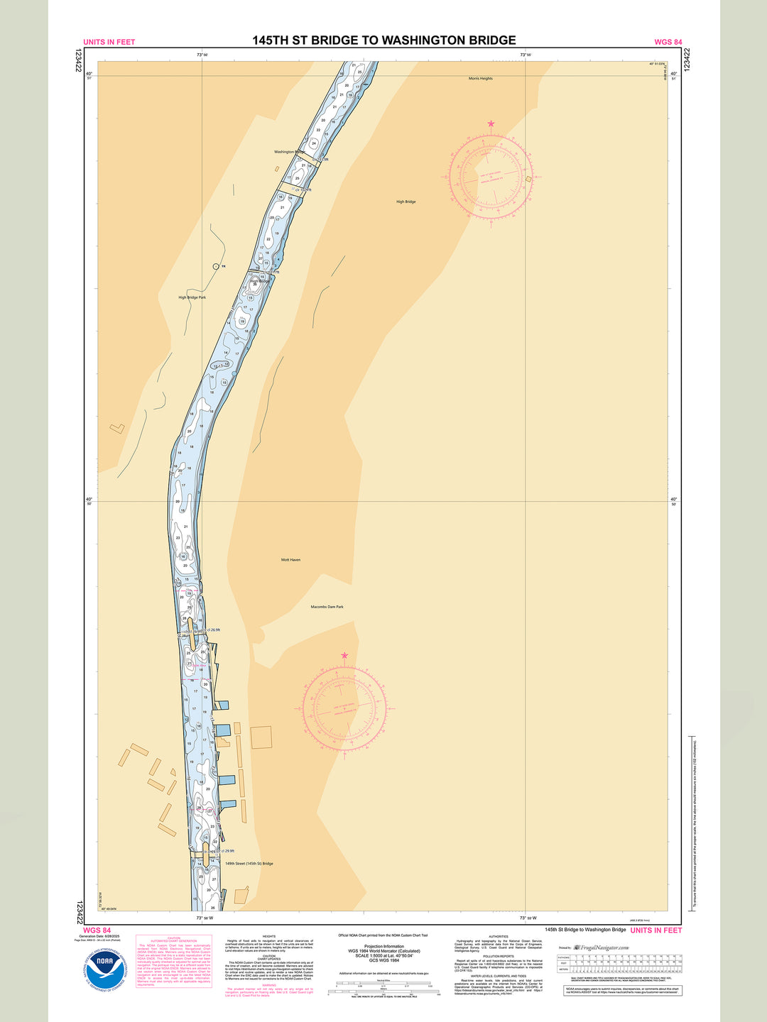 Official NOAA nautical chart 123422 – Harlem River - 145th Street Bridge to Washington Bridge.