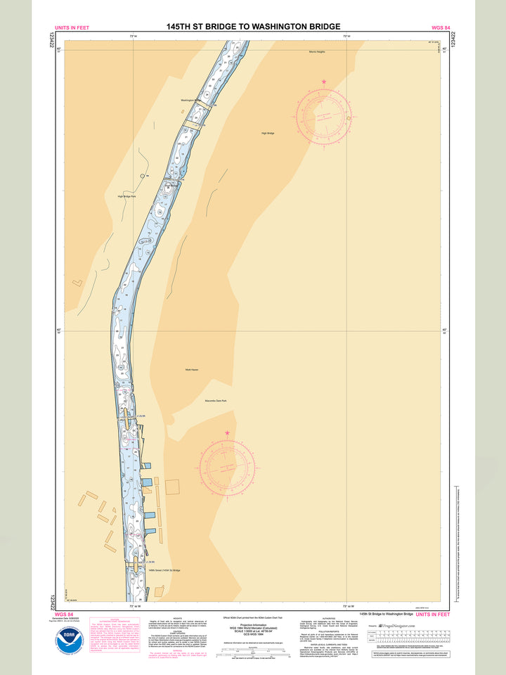 Official NOAA nautical chart 123422 – Harlem River - 145th Street Bridge to Washington Bridge.