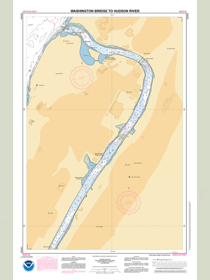 Official NOAA nautical chart 123423 – Harlem River - Washington Bridge to Hudson River.