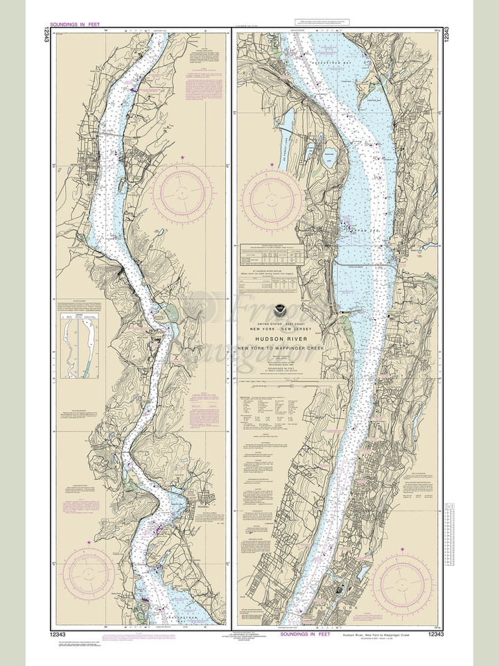 Archival NOAA nautical chart Hudson – River New York to Wappinger Creek.