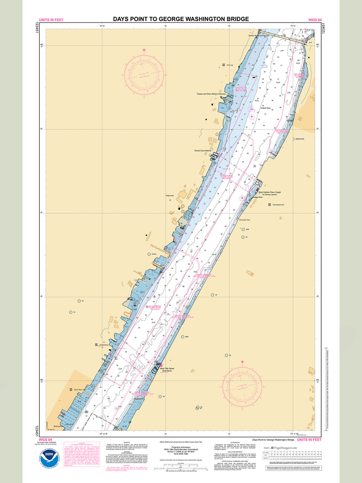 Official NOAA nautical chart 123451 – Hudson River - Days Point to George Washington Bridge.