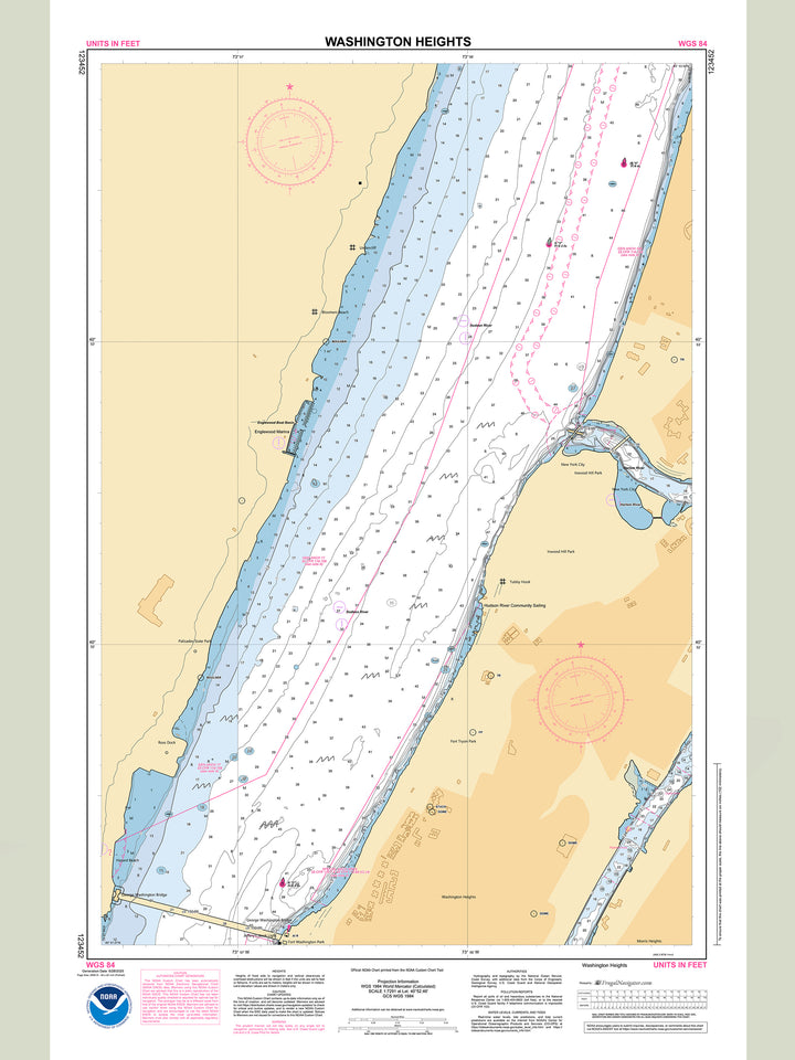 Official NOAA nautical chart 123452 – Hudson River - WASHINGTON HEIGHTS.
