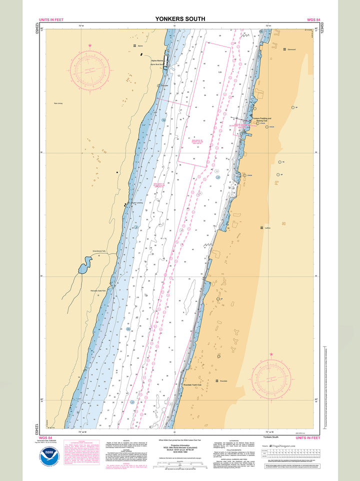 Official NOAA nautical chart 123453 – Hudson River - Yonkers South.