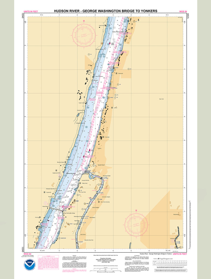 Official NOAA nautical chart 12345 – Hudson River - George Washington Bridge to Yonkers.