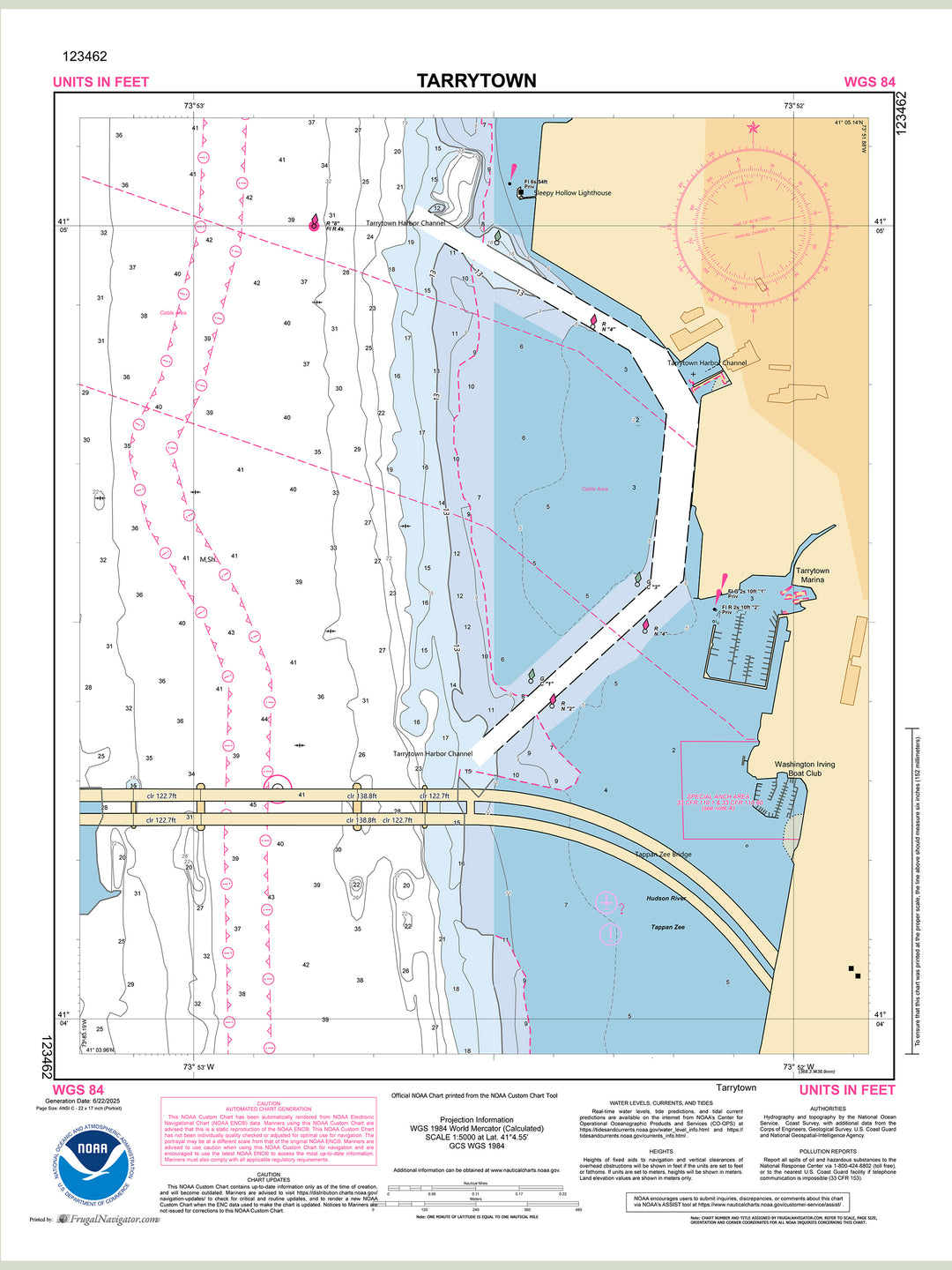 Official NOAA nautical chart 123462 – Hudson River - Tarrytown.