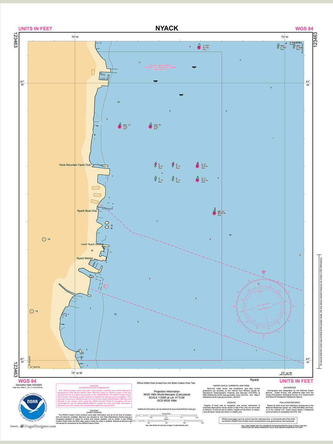 Official NOAA nautical chart 123463 – Hudson River - Nyack.