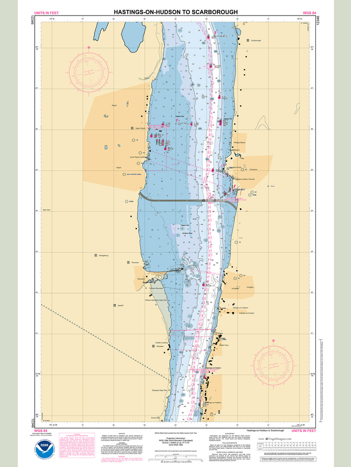 Official NOAA nautical chart 12346 – Hudson River - Hastings-on-Hudson to Scarborough.