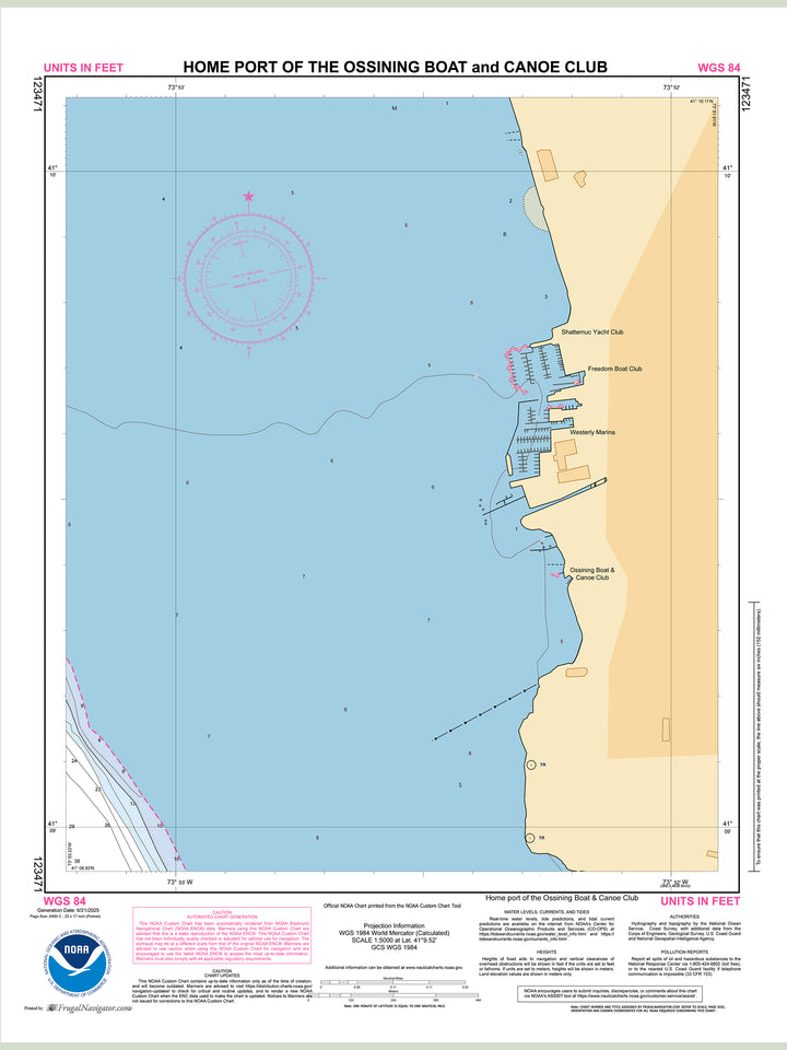 Official NOAA nautical chart 123471 – Hudson River - Home Port of the Ossining Boat and Canoe Club.