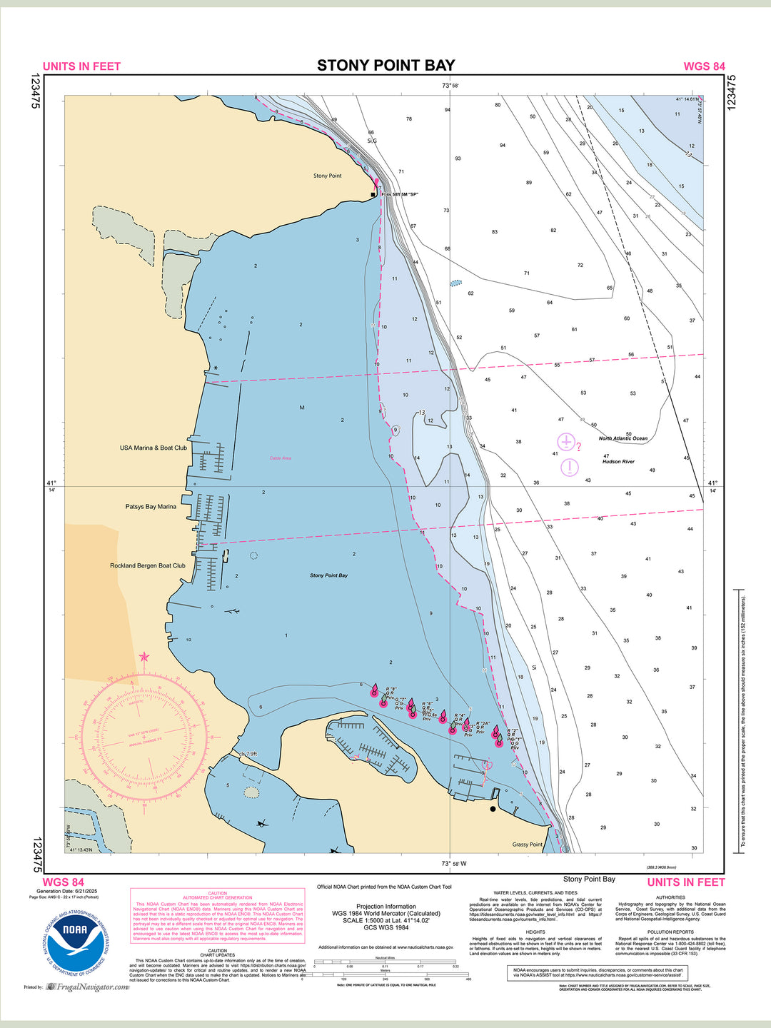Official NOAA nautical chart 123475 – Hudson River - Stony Point Bay.