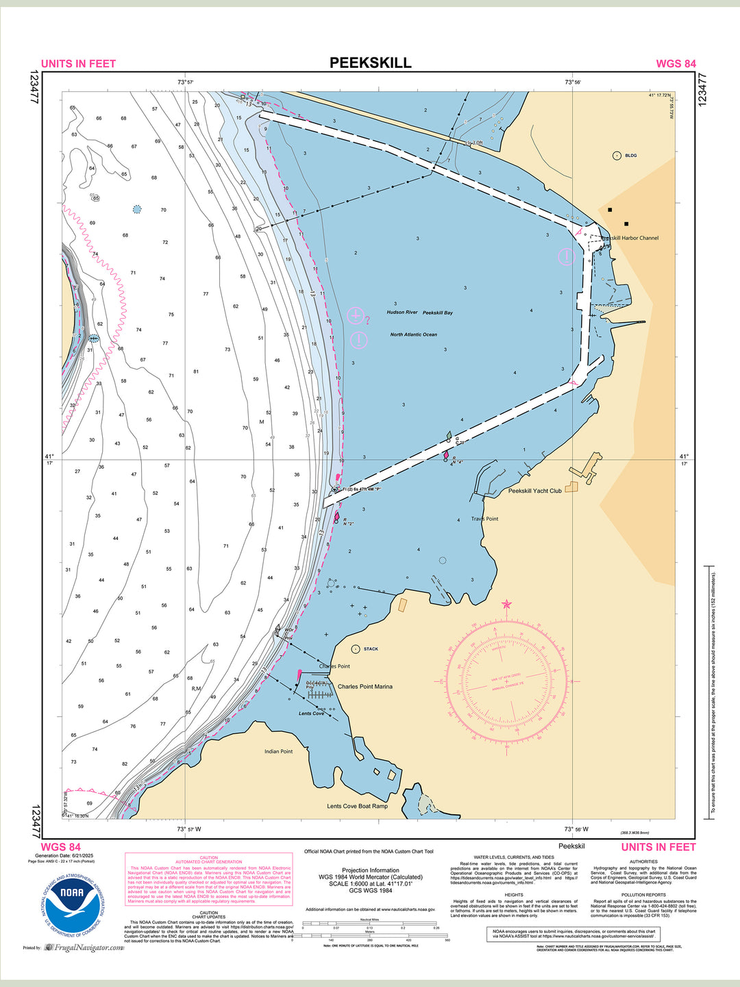 Official NOAA nautical chart 123477 – Hudson River - Peekskill.
