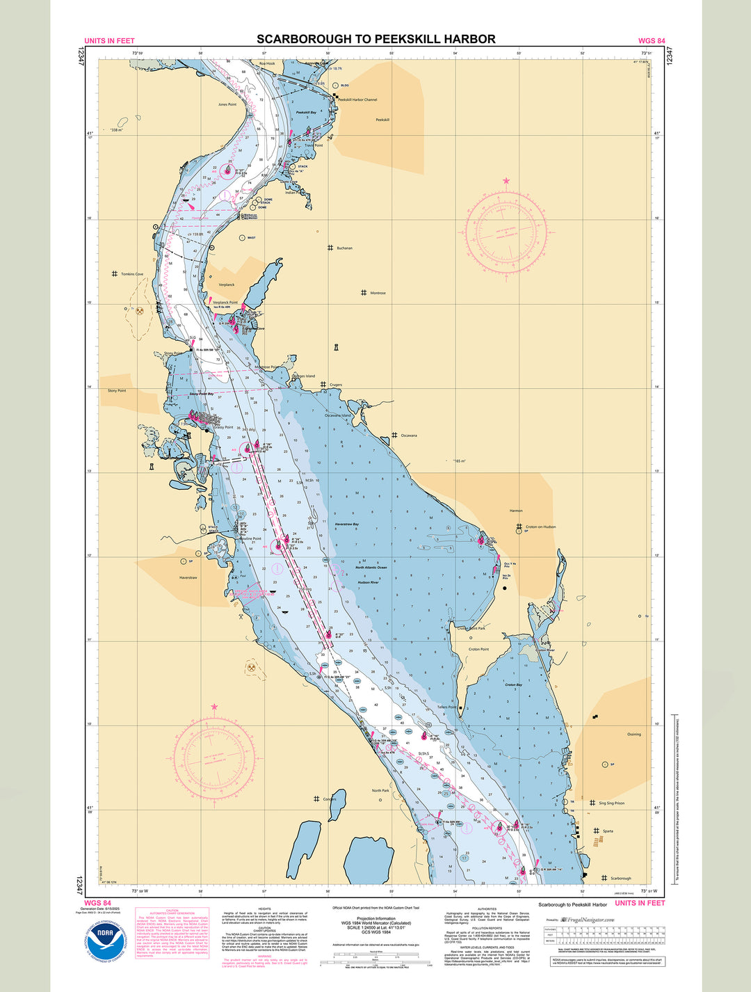 Official NOAA nautical chart 12347 – Hudson River - Scarborough to Peekskill Harbor.