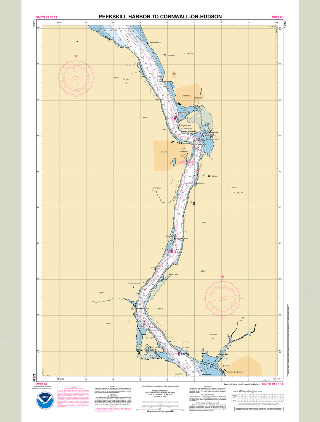 Official NOAA nautical chart 12348 – Hudson River - Peekskill Harbor to Cornwall-On-Hudson.