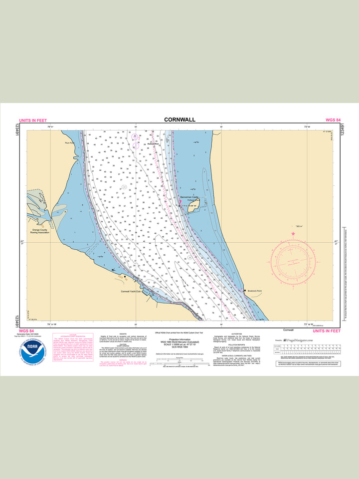 Official NOAA nautical chart 123491 – Hudson River - Cornwall.