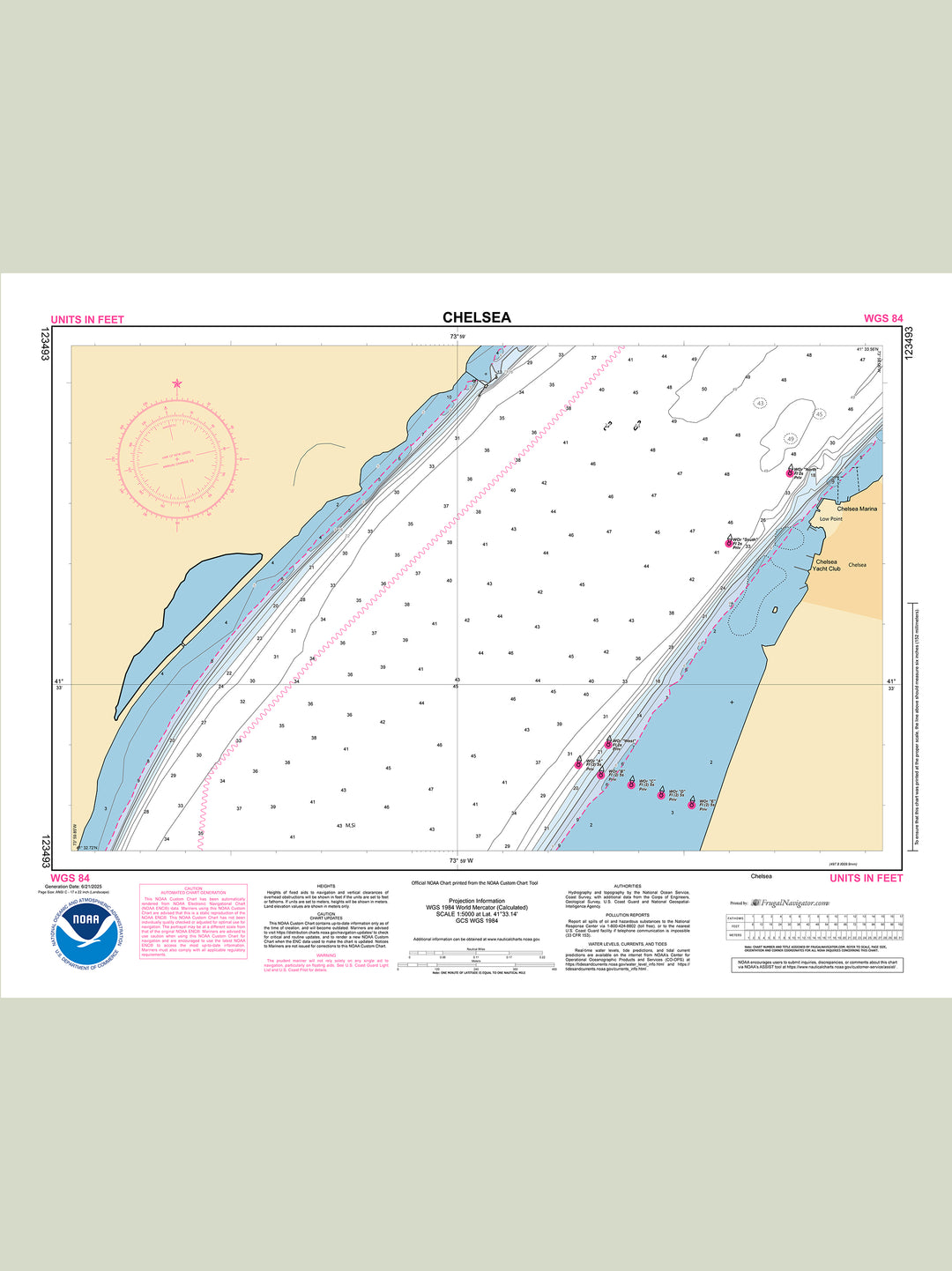 Official NOAA nautical chart 123492 – Hudson River - Chelsea.