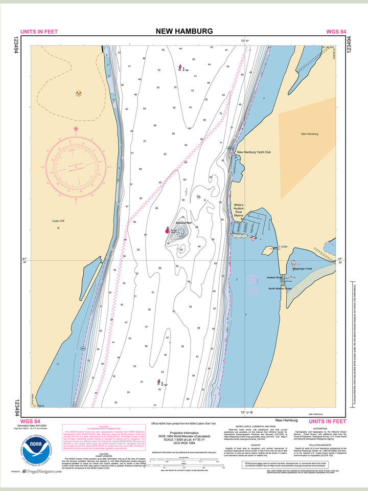 Official NOAA nautical chart 123492 – Hudson River - New Hamburg.