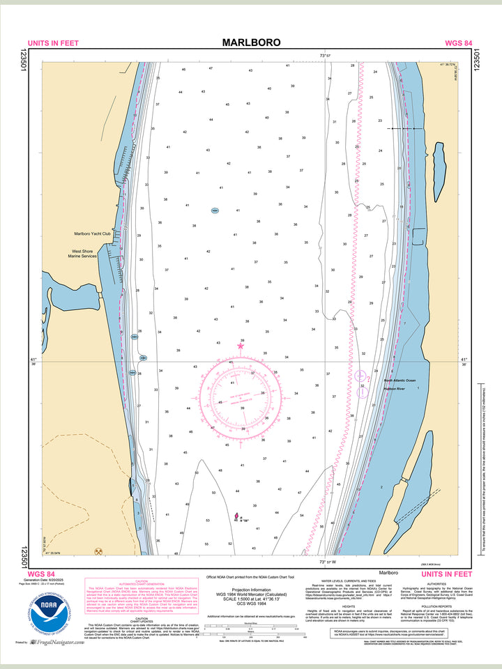 Official NOAA nautical chart 123501 – Hudson River - Marlboro.