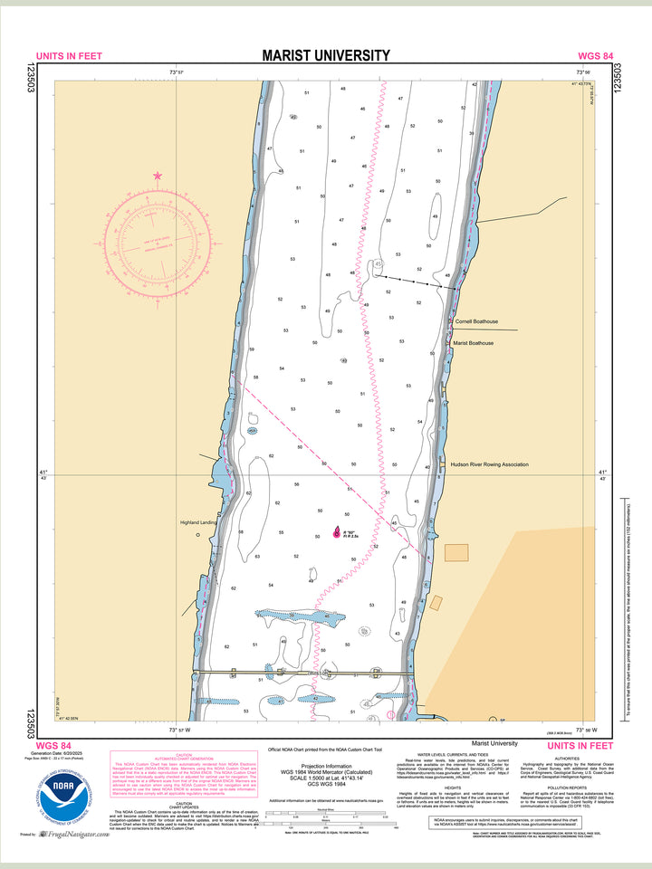 Official NOAA nautical chart 123503 – Hudson River - Marist University.