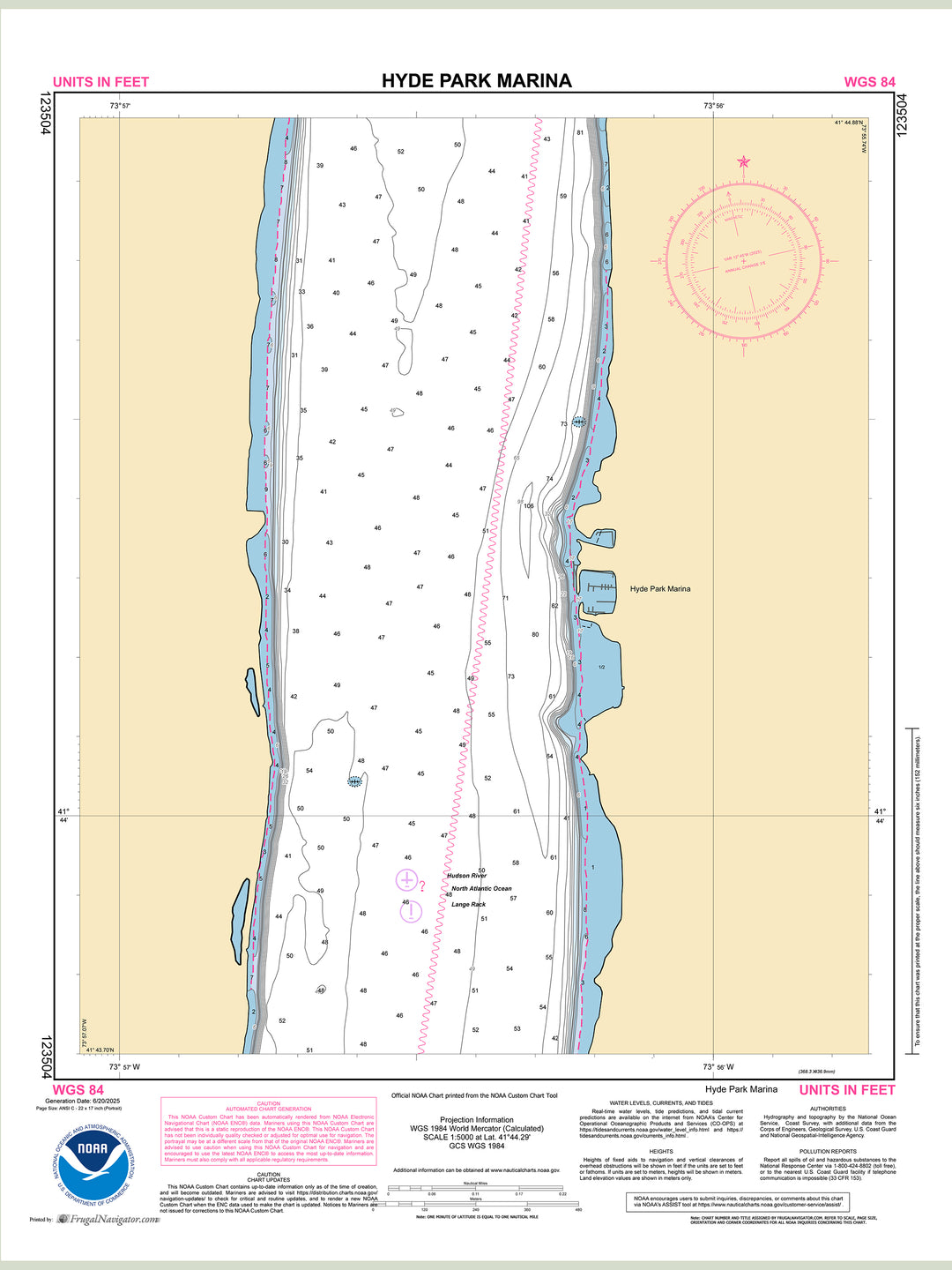 Official NOAA nautical chart 123504 – Hudson River - Hyde Park Marina.