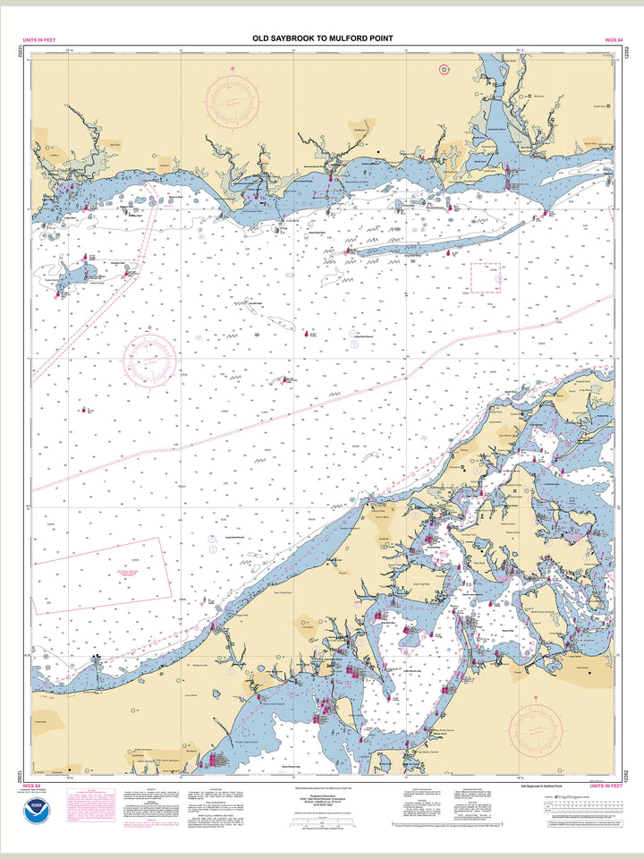 Official NOAA nautical chart 12351 – Old Saybrook to Mulford Point.