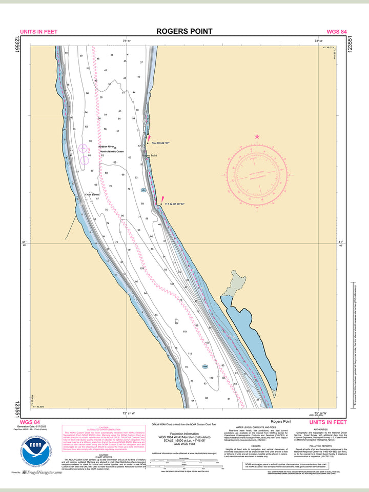 Official NOAA nautical chart 123551 – Hudson River - Rogers Point.