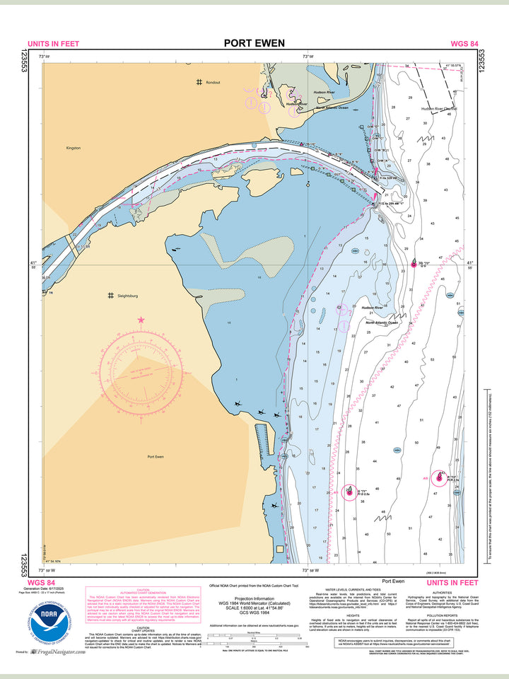Official NOAA nautical chart 123553 – Hudson River - Port Ewen Harbor.