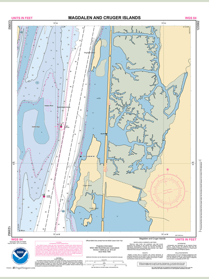 Official NOAA nautical chart 123562 – Magdalen and Cruger Islands.