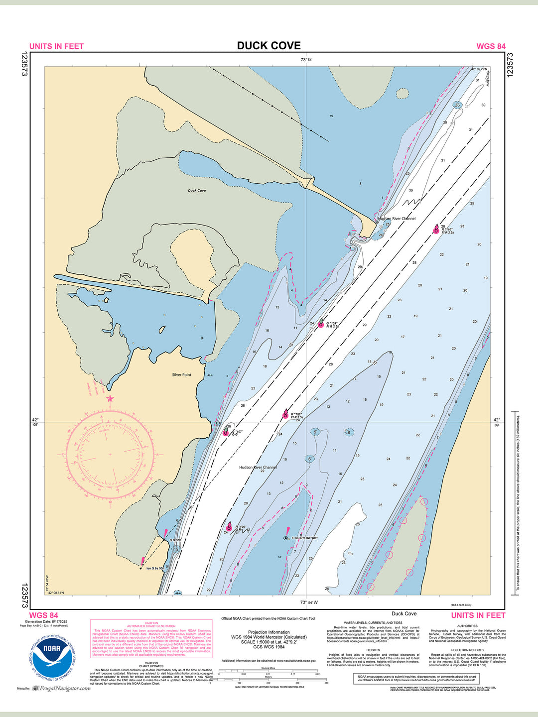 Official NOAA nautical chart 123573 – Hudson River - Duck Cove.