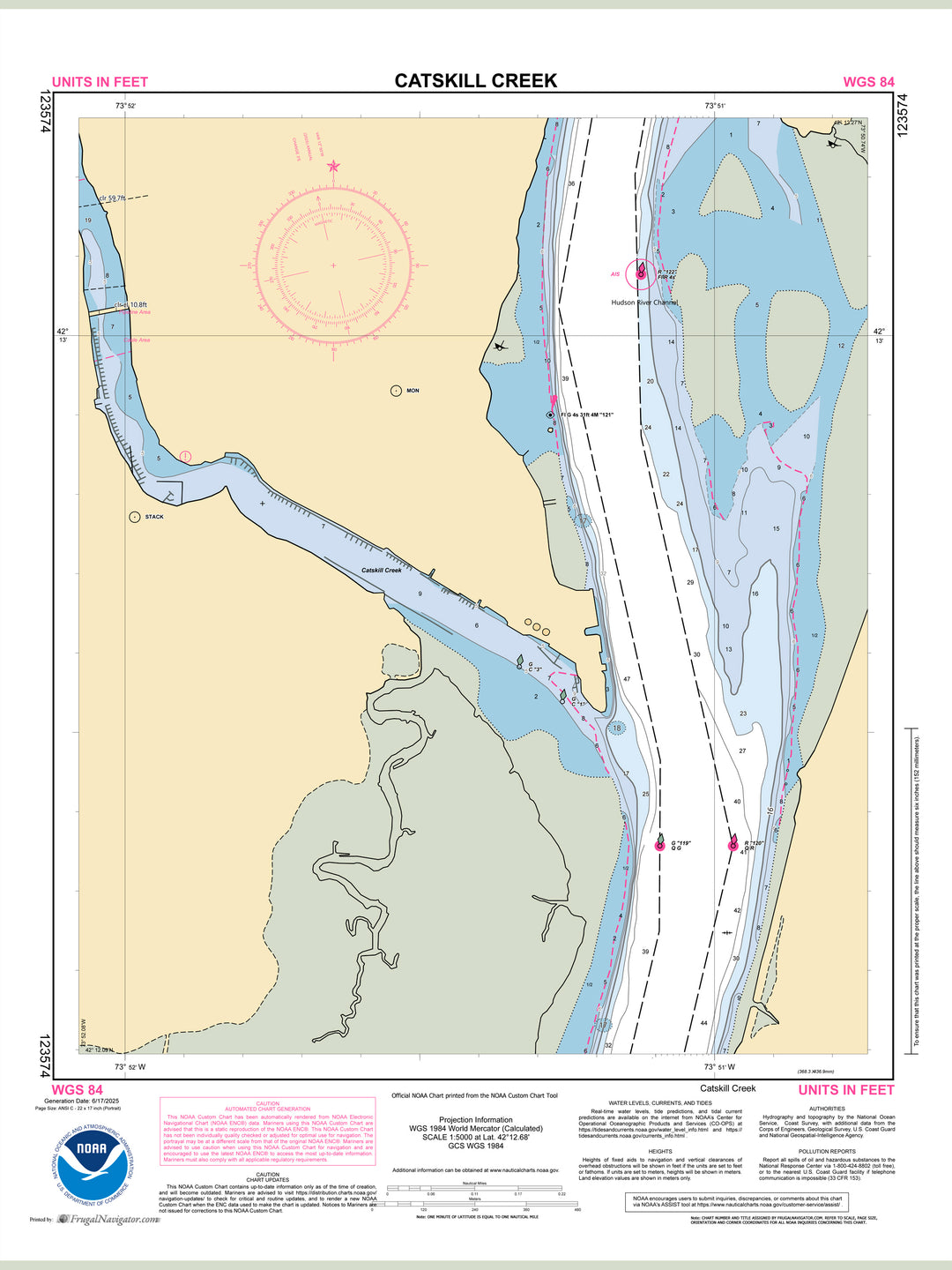 Official NOAA nautical chart 123574 – Hudson River - Catskill Creek.