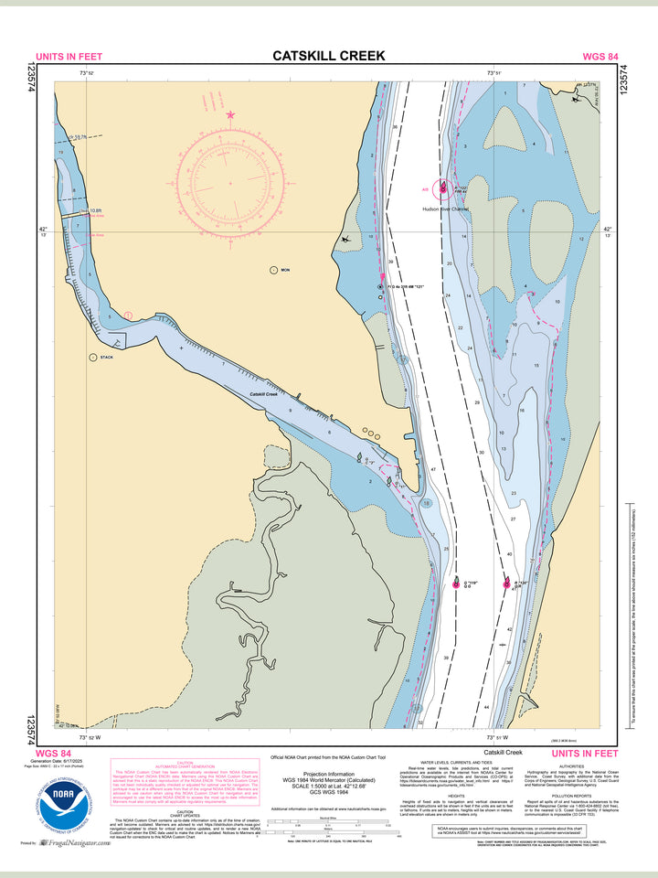 Official NOAA nautical chart 123574 – Hudson River - Catskill Creek.
