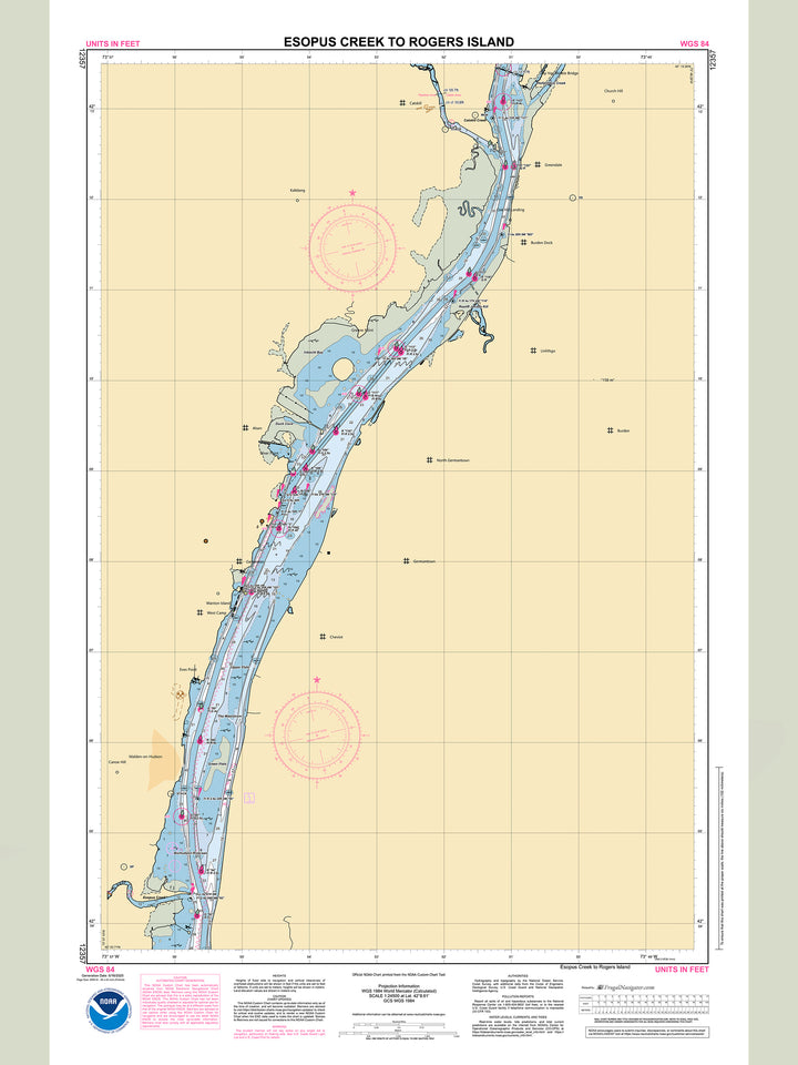 Official NOAA nautical chart 12357 – Hudson River - Esopus Creek to Rogers Island.