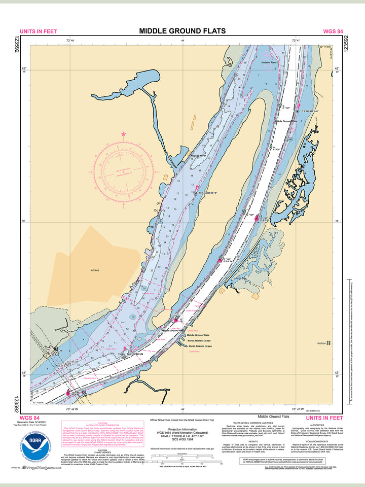 Official NOAA nautical chart 123592 – Hudson River - Middle Ground Flats.