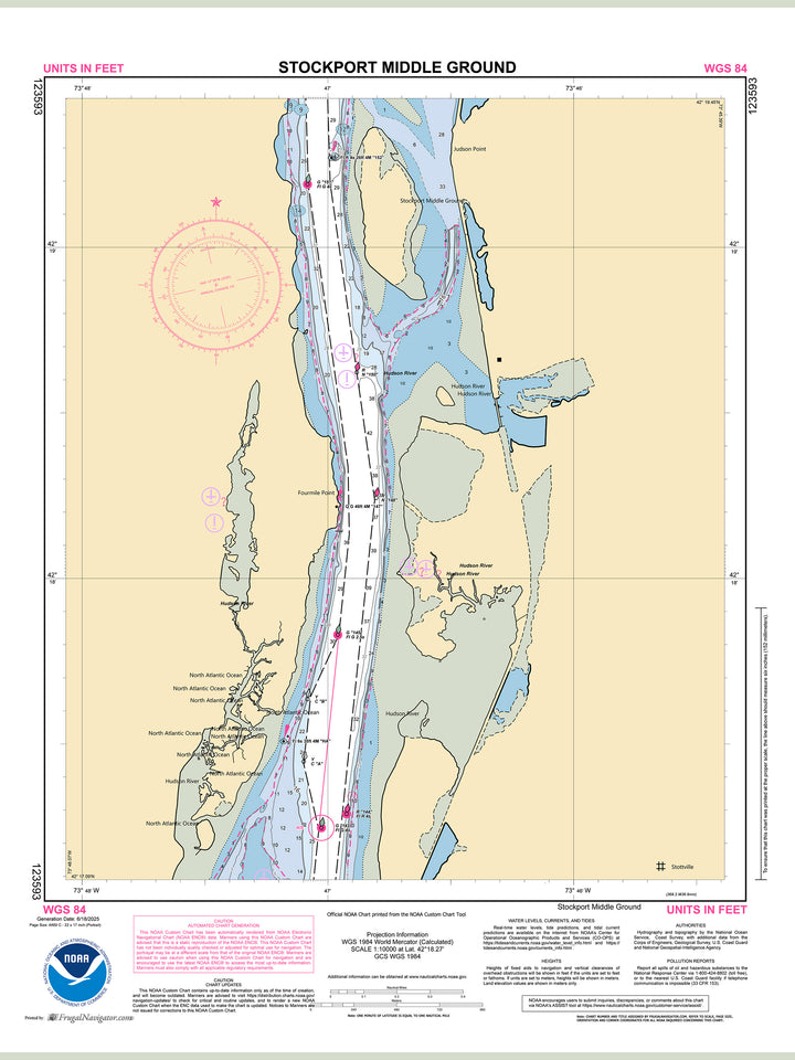 Official NOAA nautical chart 123593 – Hudson River - Stockport Middle Ground.