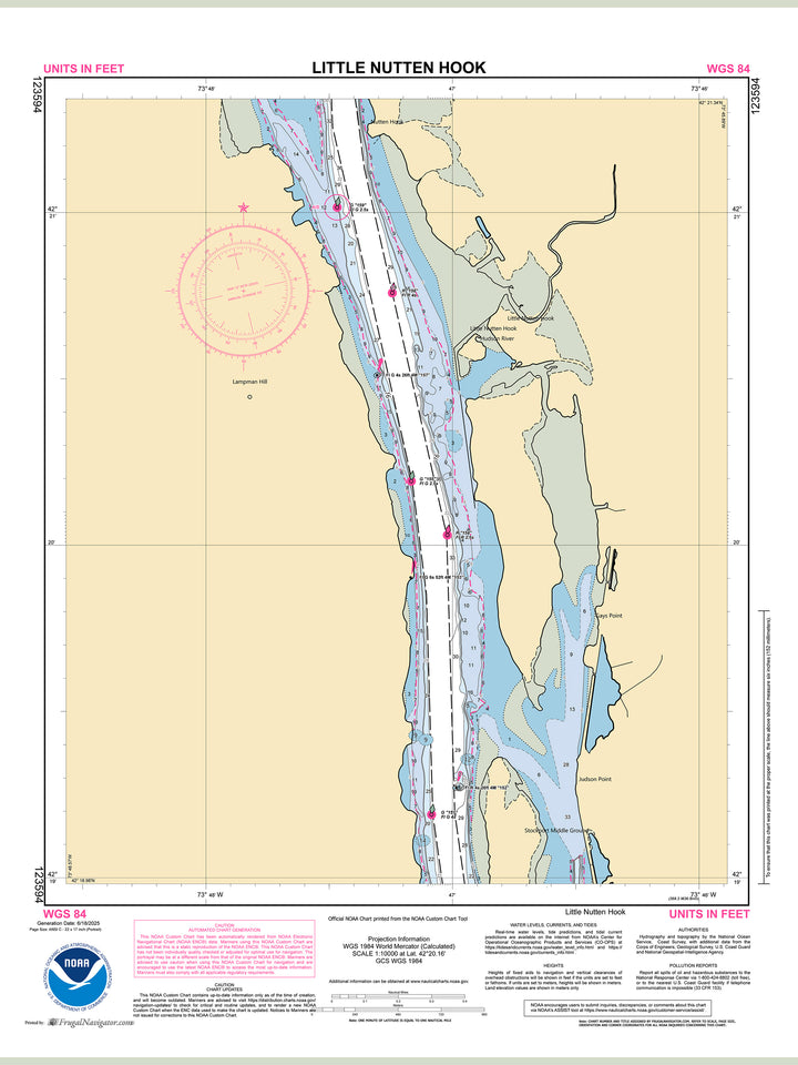 Official NOAA nautical chart 123594 – Hudson River - Little Nutten Hook.