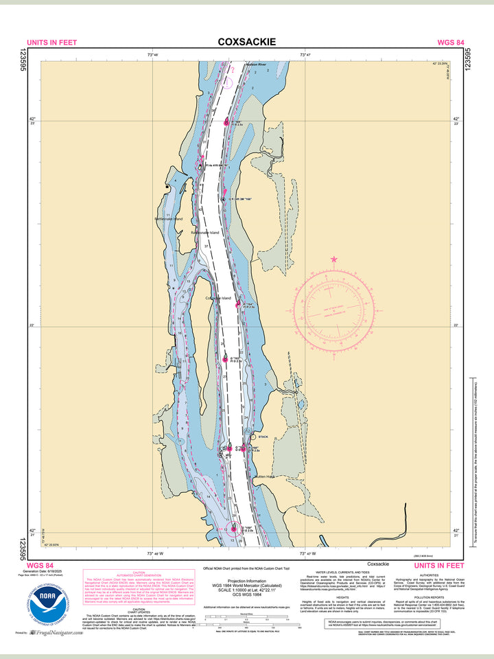 Official NOAA nautical chart 123595 – Hudson River - Coxsackie.
