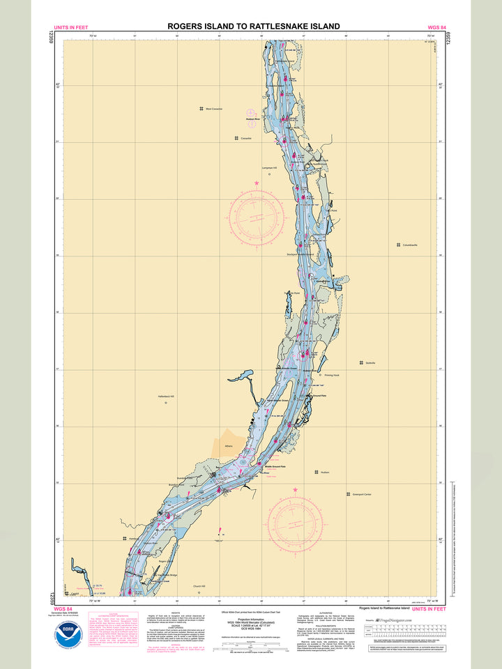 Official NOAA nautical chart 12359 – Hudson River - Rogers Island to Rattlesnake Island.