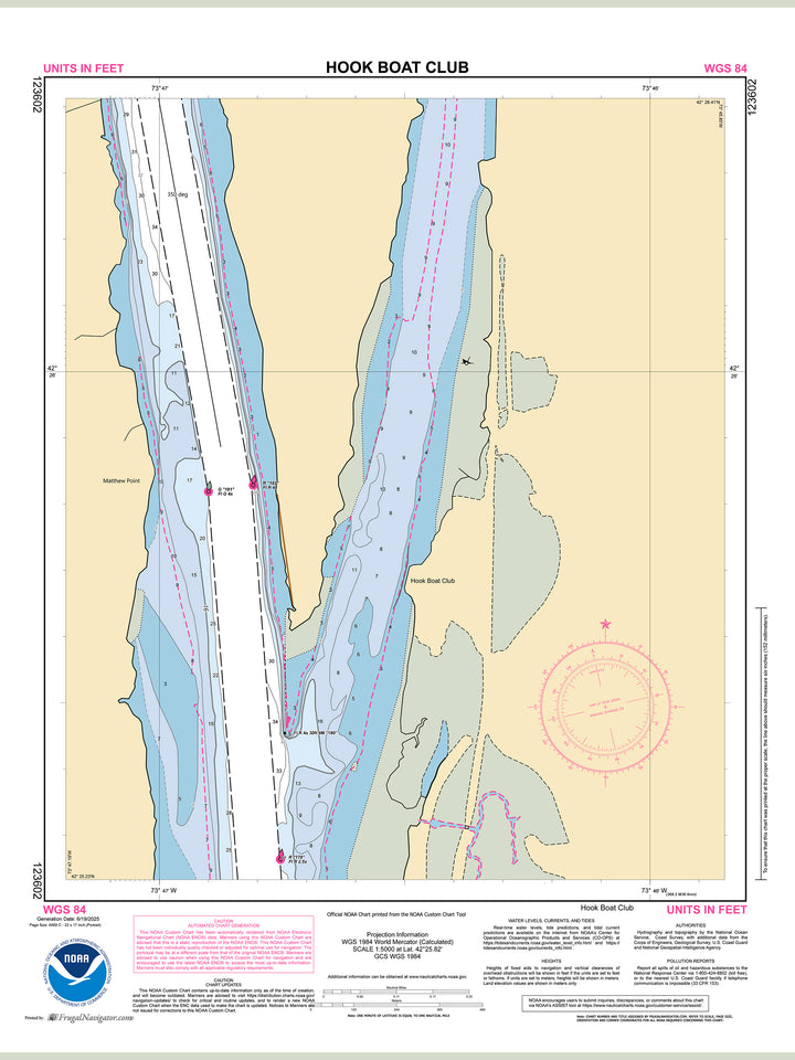 Official NOAA nautical chart 123602 – Hudson River - HOOK BOAT CLUB.