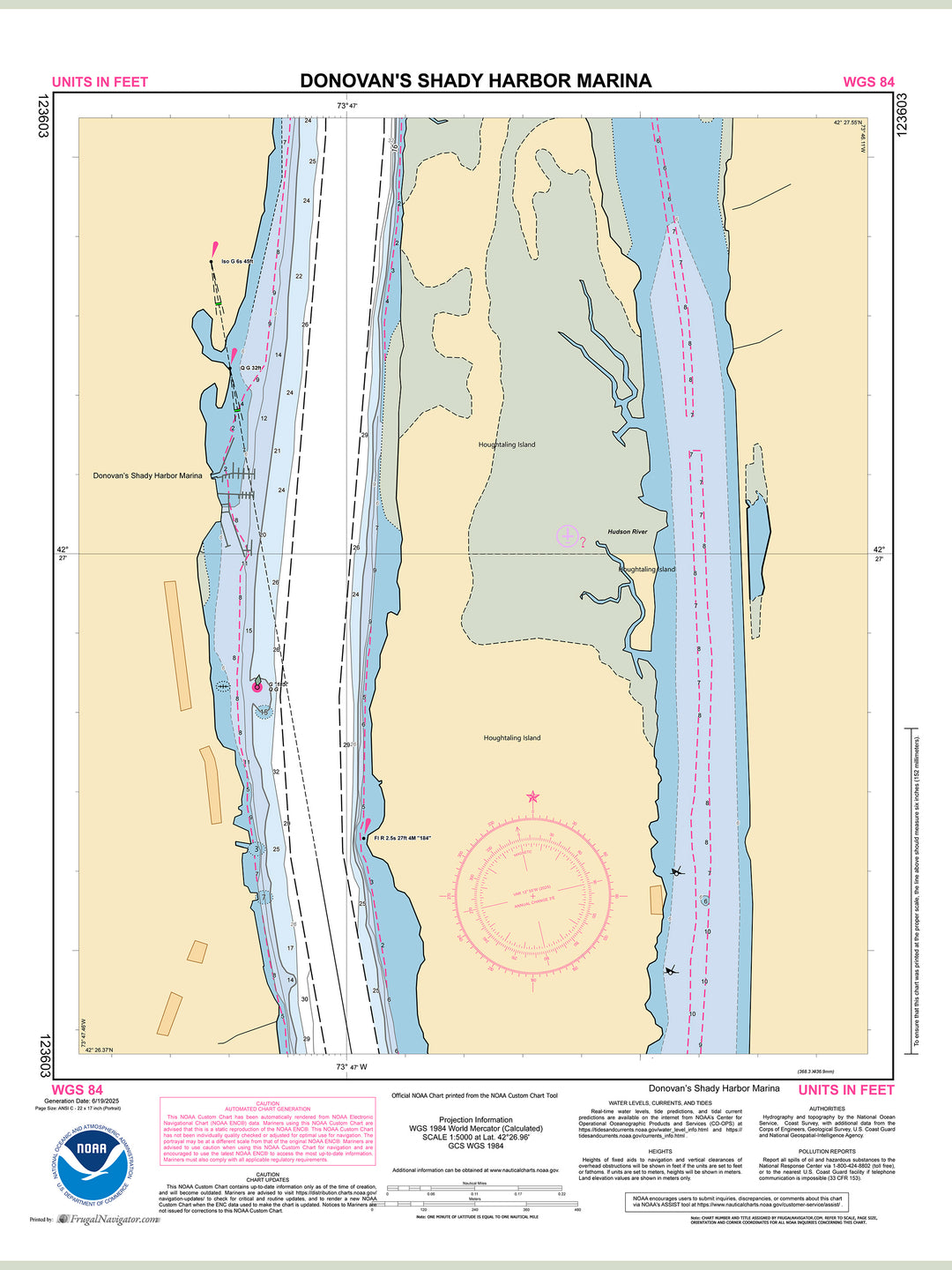 Official NOAA nautical chart 123603 – Hudson River - Donovan's Shady Harbor Marina.