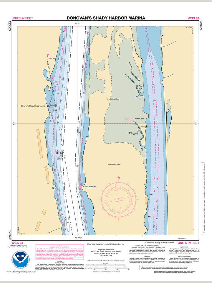 Official NOAA nautical chart 123603 – Hudson River - Donovan's Shady Harbor Marina.