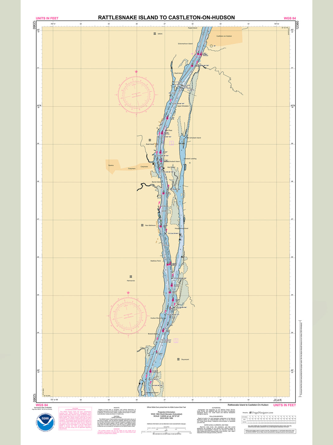 Official NOAA nautical chart 12360 – Hudson River - Rattlesnake Island to Castleton-On_Hudson.