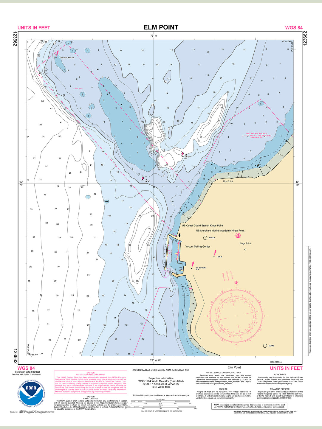 Official NOAA nautical chart 123664 – Long Island Sound - Elm Point.