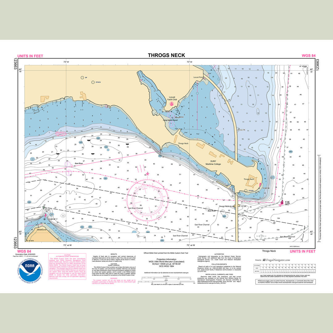 Official NOAA nautical chart 123663 – Long Island Sound - Throgs Neck.