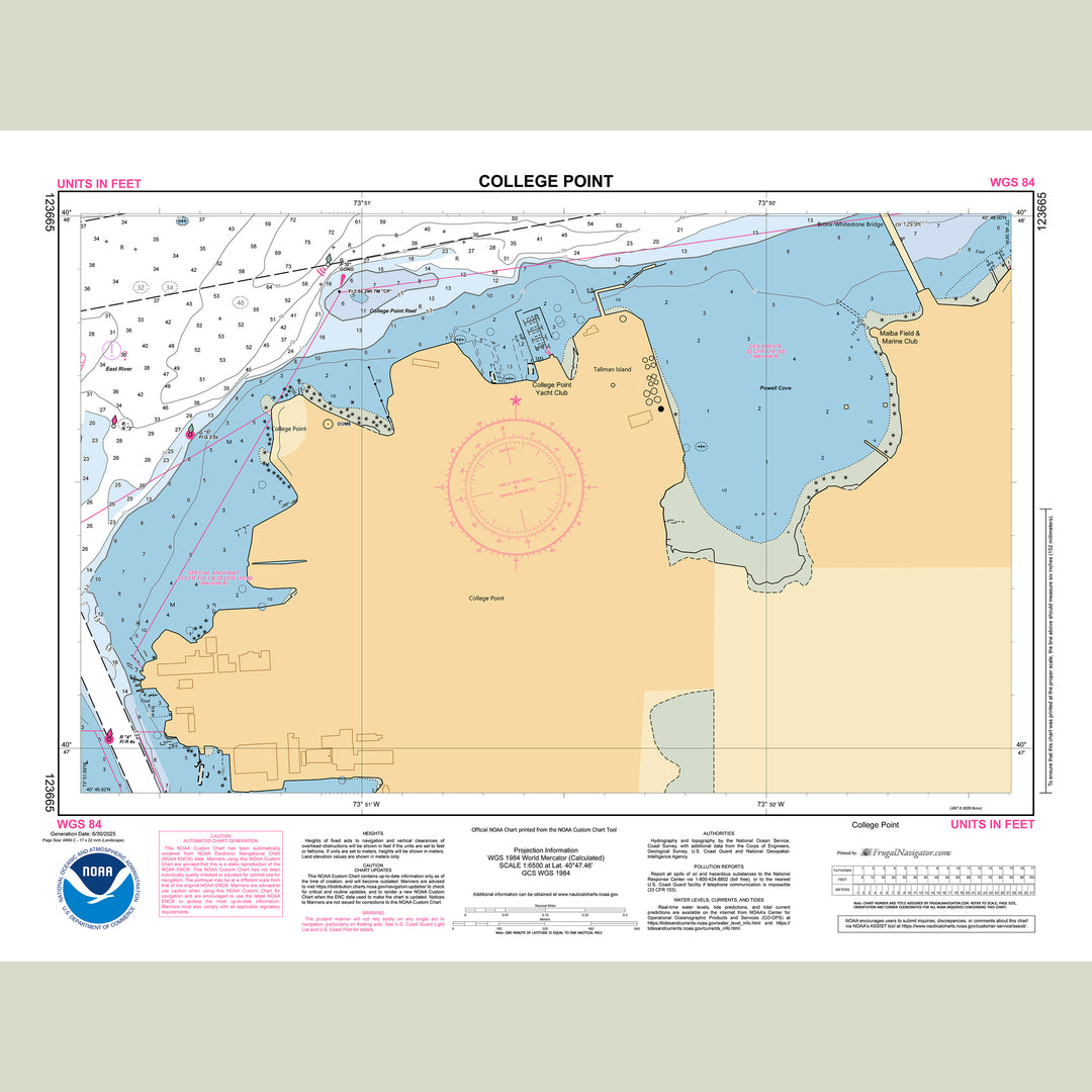 Official NOAA nautical chart 123665 – East River - College Point.
